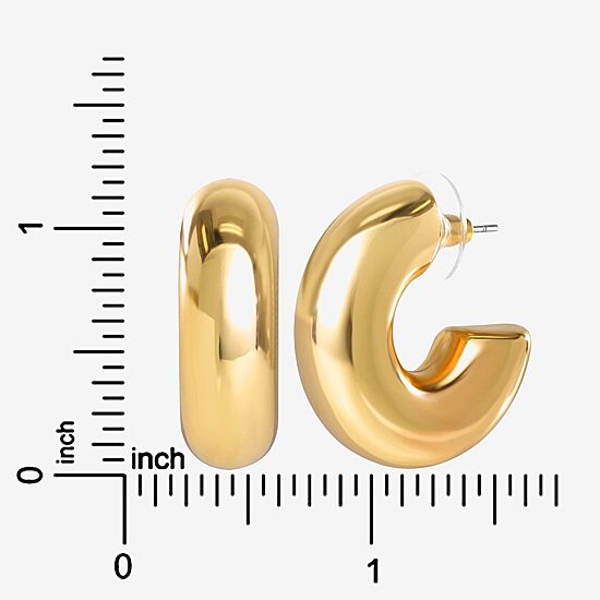 JS Jessica Simpson Gold Tone Tube Womens 26.8mm Hoop Earrings
