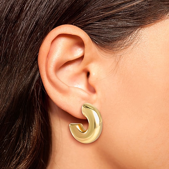 JS Jessica Simpson Gold Tone Tube Womens 26.8mm Hoop Earrings