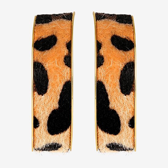 JS Jessica Simpson Gold Tone Leopard Print Womens 50.6mm Hoop Earrings