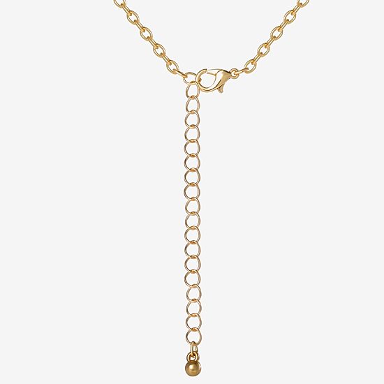 JS Jessica Simpson Gold Tone Frontal Womens Multi Color 16 Inch Statement Necklace