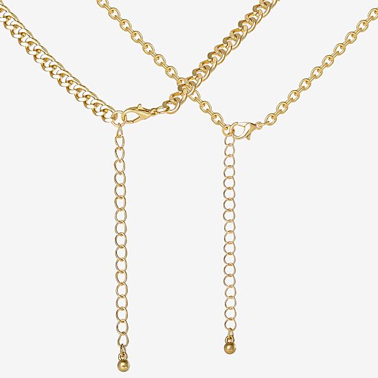 JS Jessica Simpson Gold Tone Charm & Pendant Womens Glass Butterfly Moon Star 2-pc. Necklace Set
