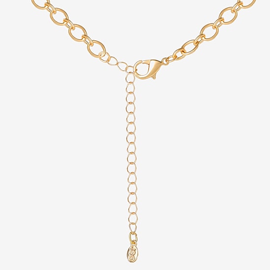 JS Jessica Simpson Gold Tone Charm Womens Glass Alloy 18 Inch Y Necklace