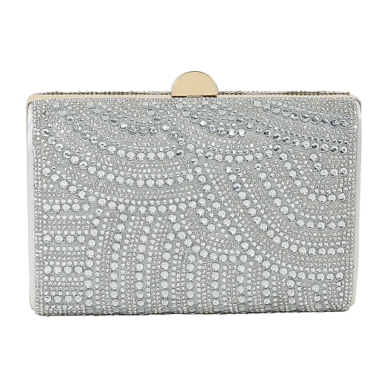American Glamour Badgley Mischka Crystal  Tab Beaded Clutch