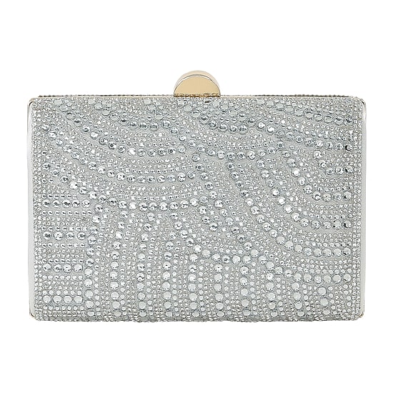 American Glamour Badgley Mischka Crystal  Tab Beaded Clutch