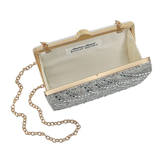 American Glamour Badgley Mischka Crystal  Tab Beaded Clutch