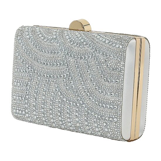 American Glamour Badgley Mischka Crystal  Tab Beaded Clutch