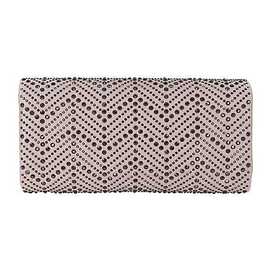 American Glamour Badgley Mischka Chevron Flap Beaded Clutch
