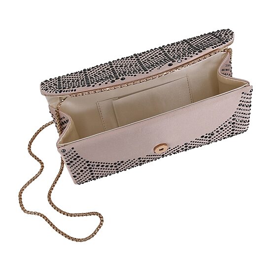 American Glamour Badgley Mischka Chevron Flap Beaded Clutch