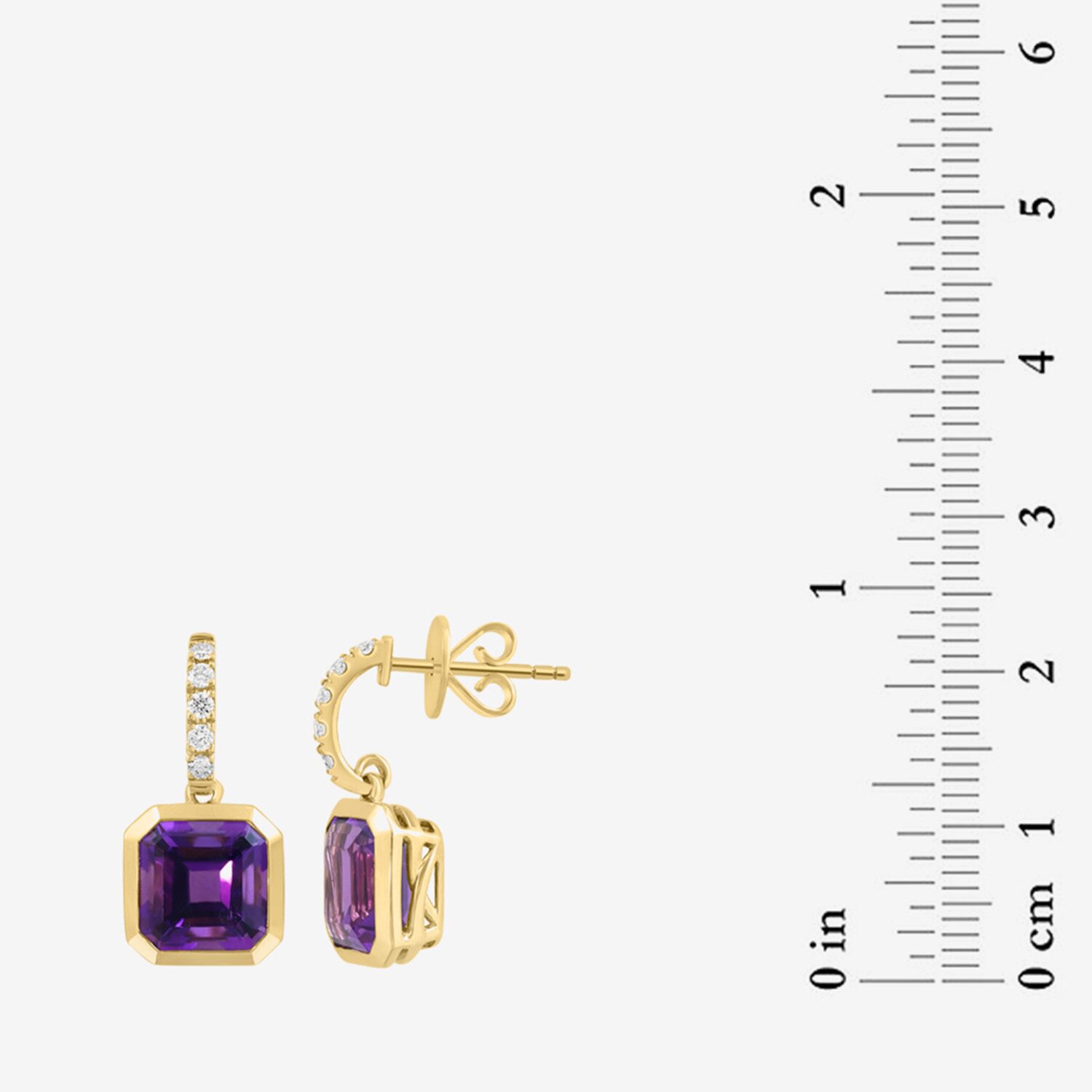 Effy Final Call Limited Quantities! Genuine Purple Cushion Amethyst and 1/5 CT.TW. Diamond  Drop Earrings in 14K Gold