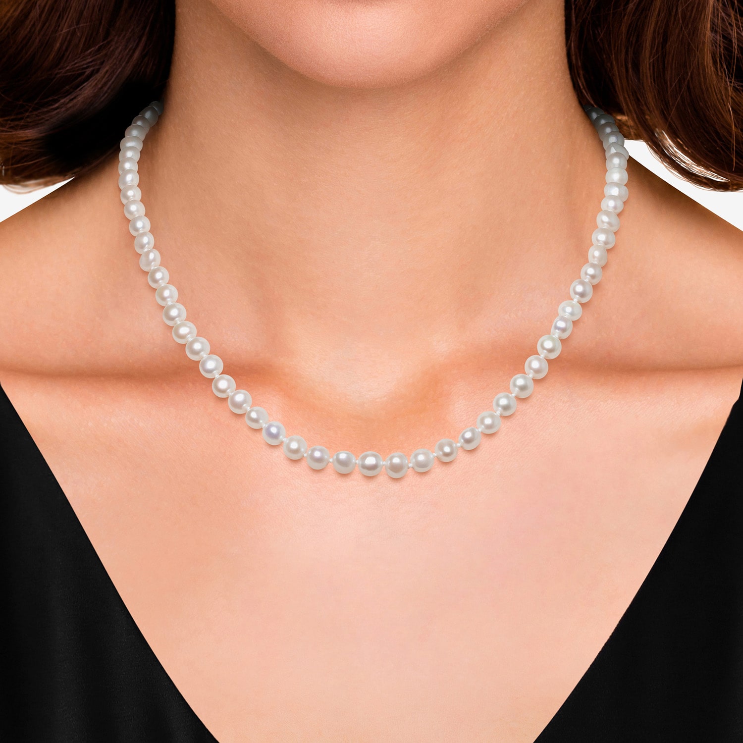 Womens White Sterling Silver 18 Inch Strand Necklace