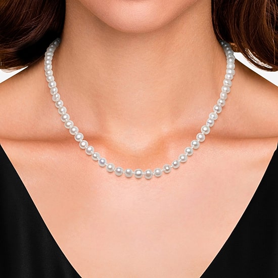 Womens White Sterling Silver 18 Inch Strand Necklace