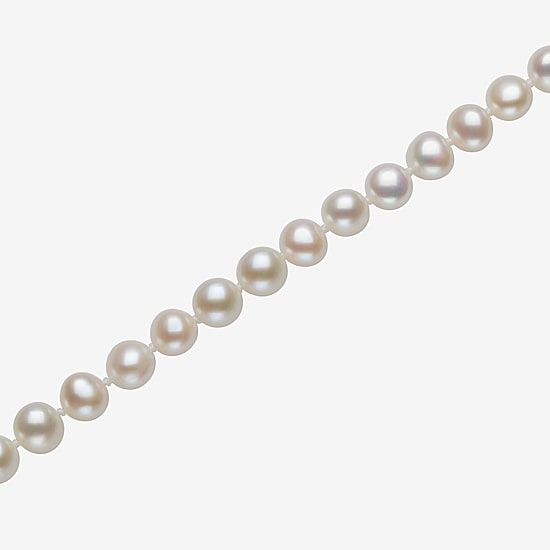 Womens White Sterling Silver 18 Inch Strand Necklace