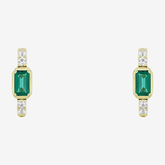 Womens Gemstone 14K Vermeil 14mm Hoop Earrings