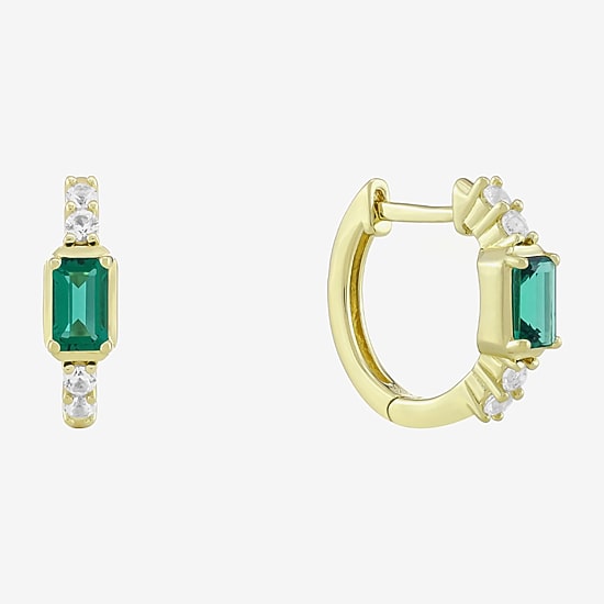 Womens Gemstone 14K Vermeil 14mm Hoop Earrings