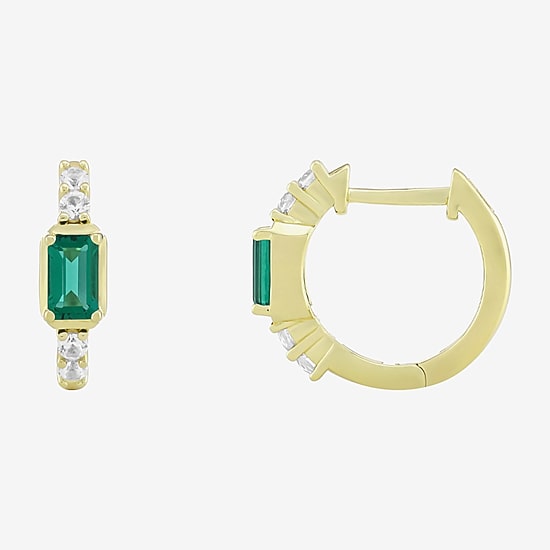 Womens Gemstone 14K Vermeil 14mm Hoop Earrings