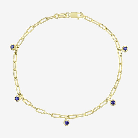 Womens 14K Gold Over Silver 7.25 Inch Solid Chain Bracelet