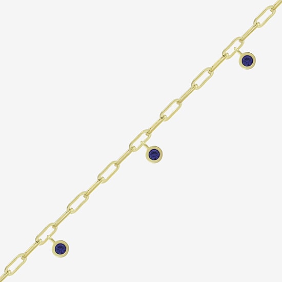 Womens 14K Gold Over Silver 7.25 Inch Solid Chain Bracelet