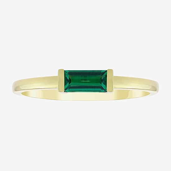 Womens Lab Created or Genuine Gemstone 14K Vermeil Ring