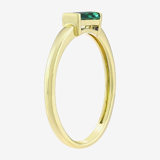 Womens Lab Created or Genuine Gemstone 14K Vermeil Ring