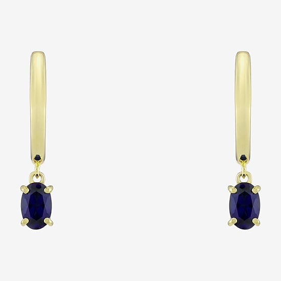 Womens Gemstone 14K Vermeil 22.5mm Oval Hoop Earrings