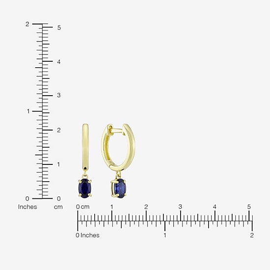 Womens Gemstone 14K Vermeil 22.5mm Oval Hoop Earrings