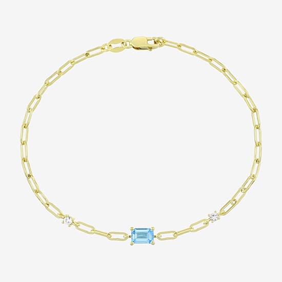 Womens 14K Gold Over Silver 7.25 Inch Solid Chain Bracelet