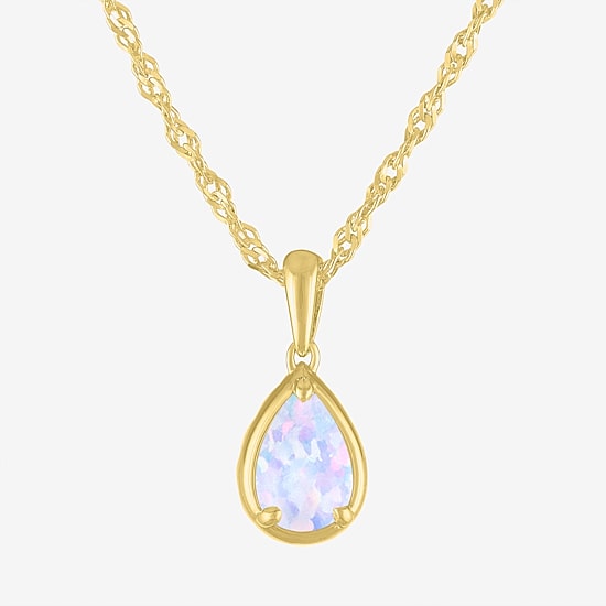 Womens Gemstone 14K Gold Over Silver Pear 18 Inch Pendant Necklace