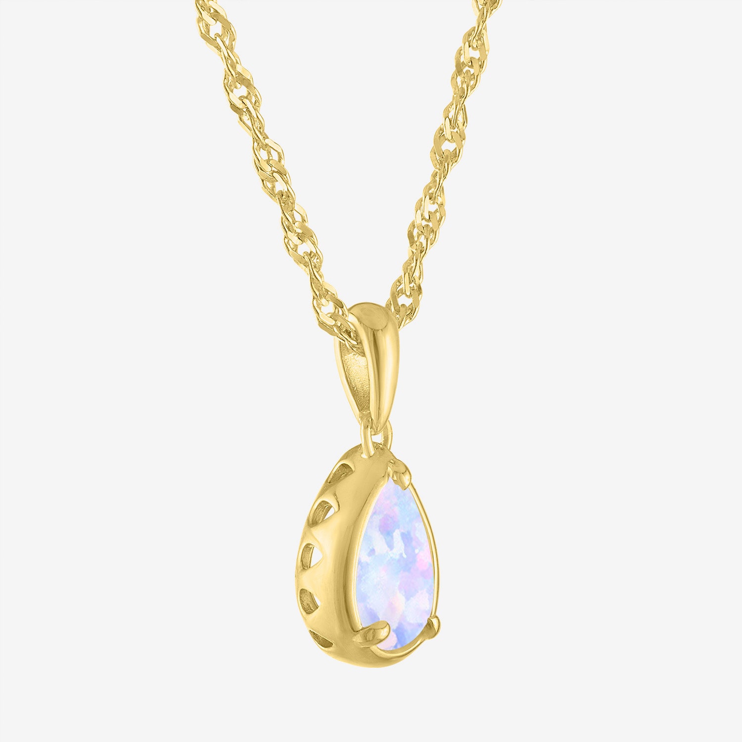Womens Lab Created Gemstone 14K Gold Over Silver Pear 18 Inch Pendant Necklace