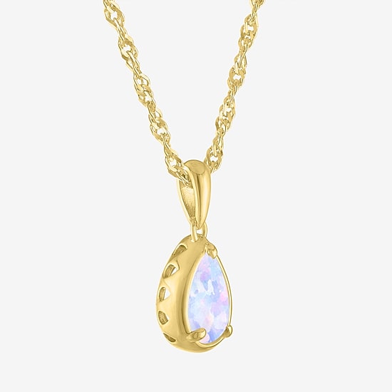 Womens Gemstone 14K Gold Over Silver Pear 18 Inch Pendant Necklace