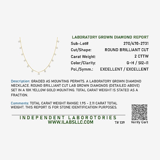 Diamond Addiction (G-H,Si2-I1) Womens 2 CT. T.W. Lab Grown White Diamond 10K Gold 18 Inch Pendant Necklace