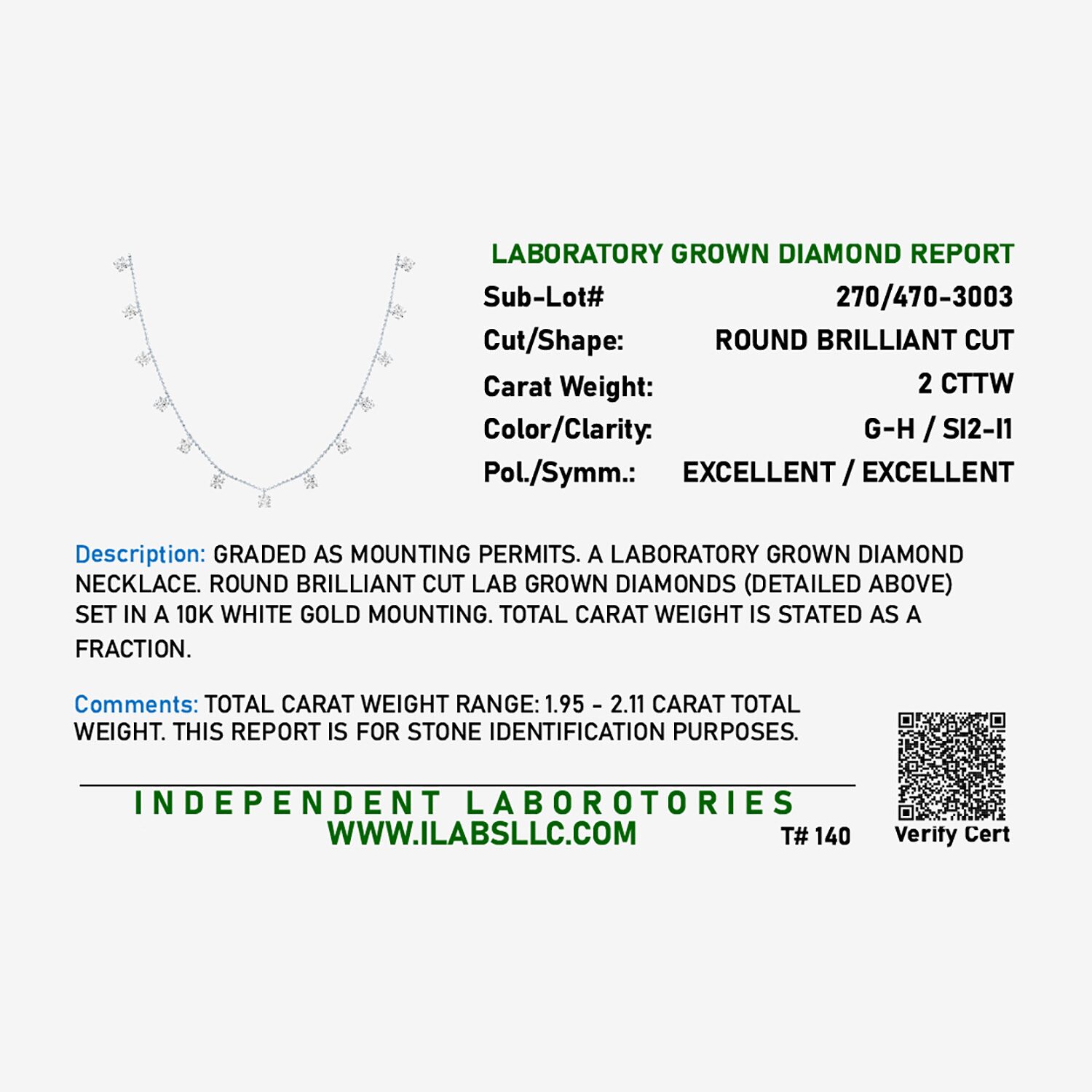Diamond Addiction (G-H,Si2-I1) Womens 2 CT. T.W. Lab Grown White 10K Gold 18 Inch Pendant Necklace