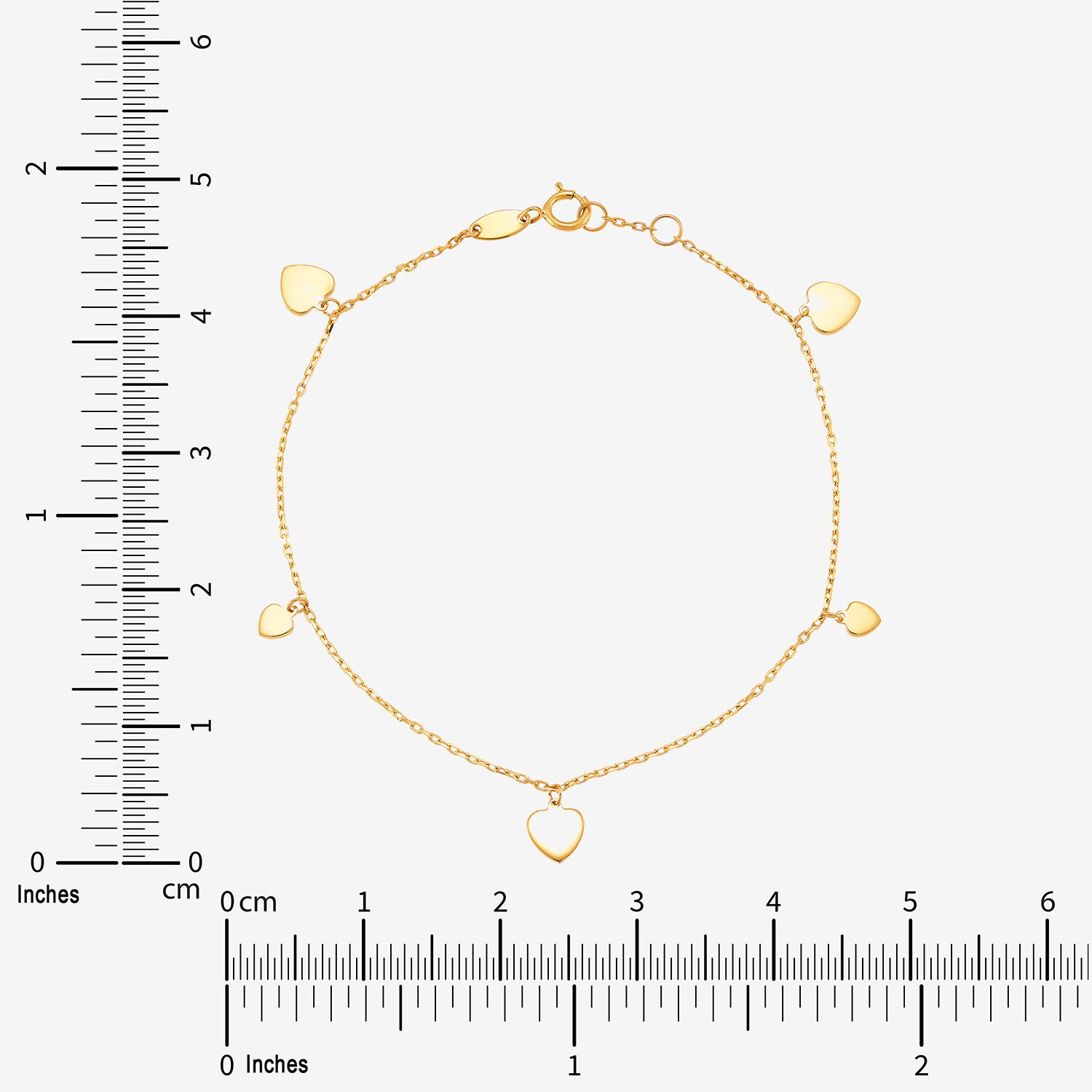 Gold Addiction Womens 10K Gold Heart Charm Bracelet