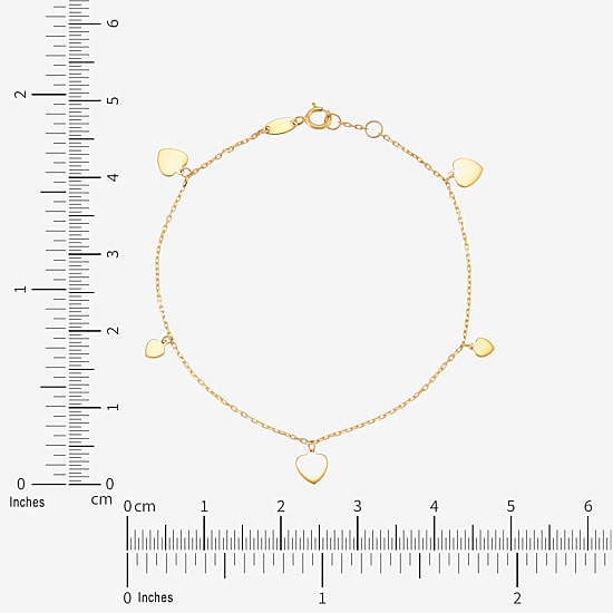 Gold Addiction Womens 10K Gold Heart Charm Bracelet