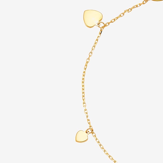 Gold Addiction Womens 10K Gold Heart Charm Bracelet