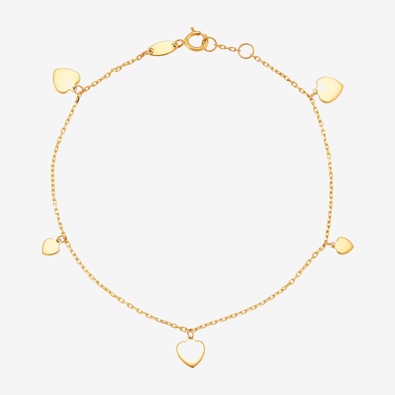 Gold Addiction Womens 10K Gold Heart Charm Bracelet