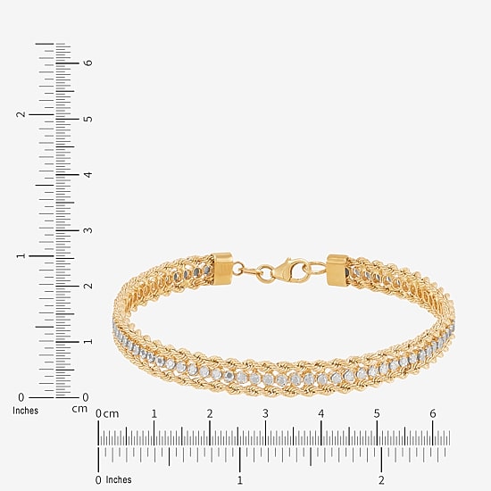 Made in Italy Womens 14K Gold 7.5 Inch Solid Rope Chain Bracelet