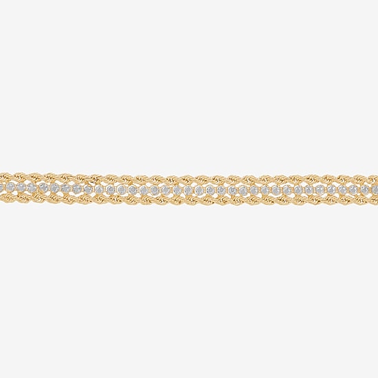 Made in Italy Womens 14K Gold 7.5 Inch Solid Rope Chain Bracelet