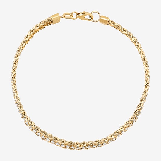 Made in Italy Womens 14K Gold 7.5 Inch Solid Rope Chain Bracelet
