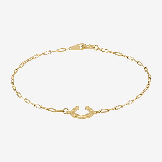 Gold Addiction Womens 10K Gold 7.25 Inch Solid Paperclip Chain Bracelet