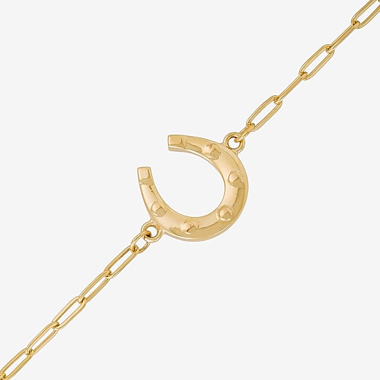 Gold Addiction Womens 10K Gold 7.25 Inch Solid Paperclip Chain Bracelet