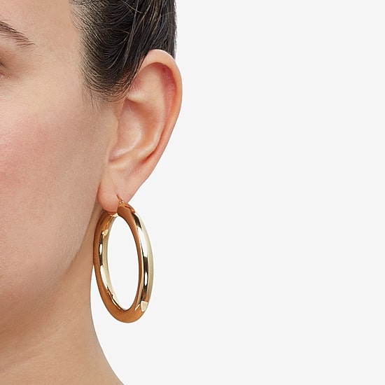 Womens 14K Gold 50mm Hoop Earrings
