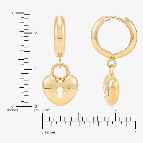 Womens 14K Gold 12.7mm Heart Hoop Earrings