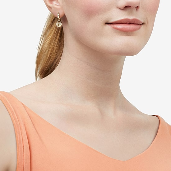 Womens 14K Gold 12.7mm Heart Hoop Earrings