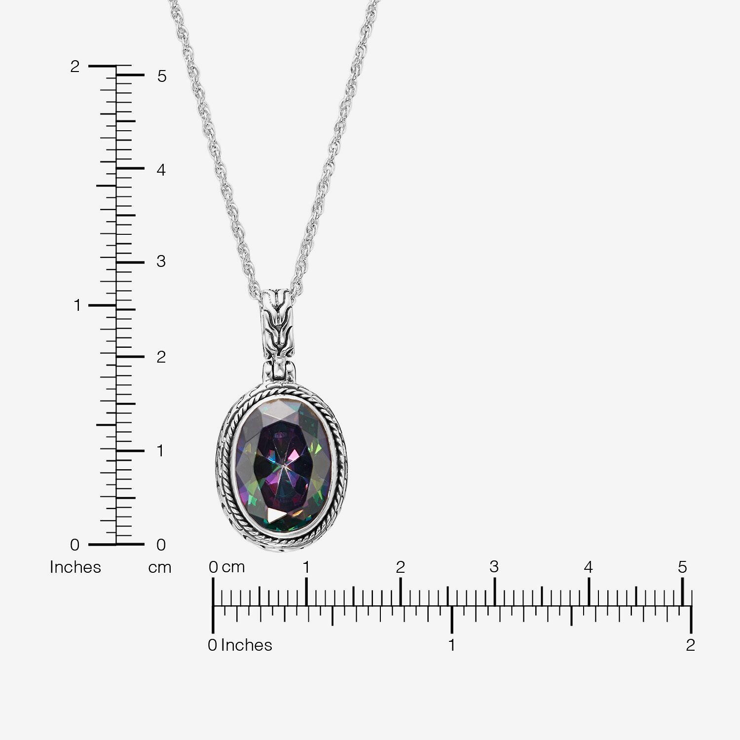 Womens Multi Color Cubic Zirconia Sterling Silver 18 Inch Pendant Necklace