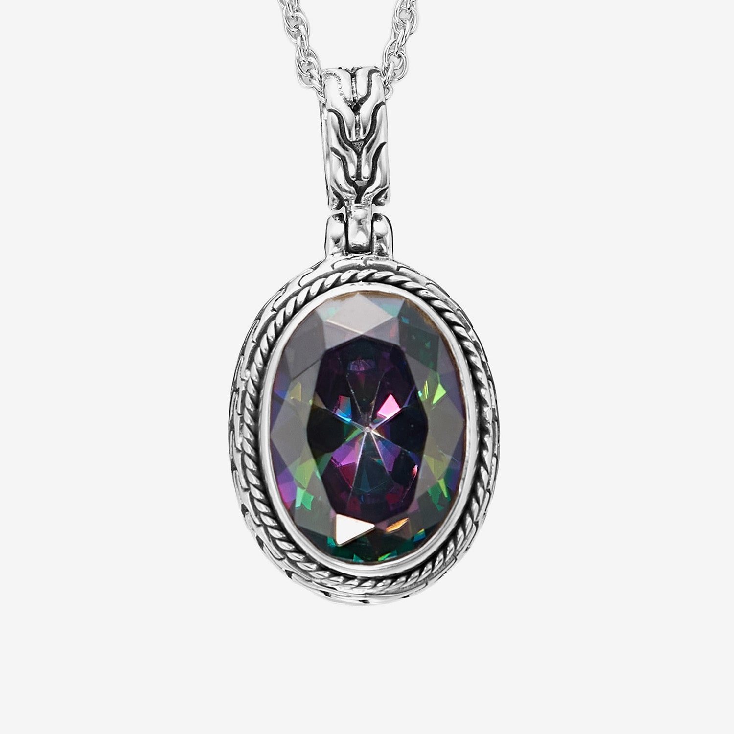 Womens Multi Color Cubic Zirconia Sterling Silver 18 Inch Pendant Necklace
