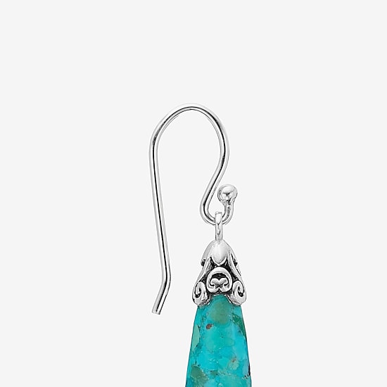 Womens Enhanced Blue Turquoise Sterling Silver Drop Earrings