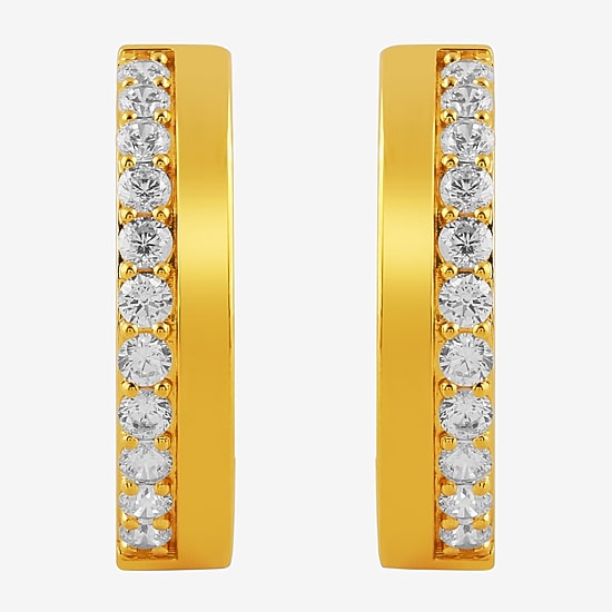 (I, I2) Womens 1 CT. T.W. Lab Grown White Diamond 14K Gold Over Silver 22.2mm Circle Hoop Earrings