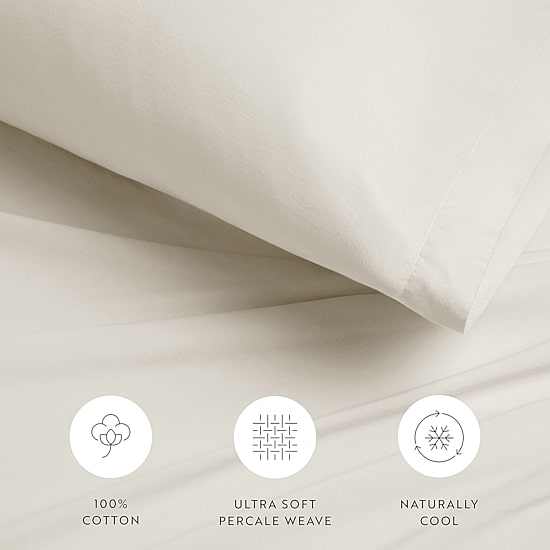 Casual Comfort 100% Cotton Percale Ultra-Soft 4 Piece Sheet Set