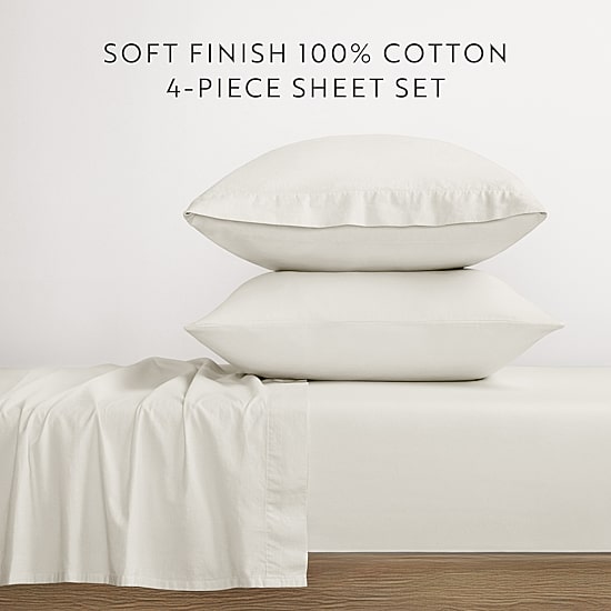 Casual Comfort 100% Cotton Percale Ultra-Soft 4 Piece Sheet Set