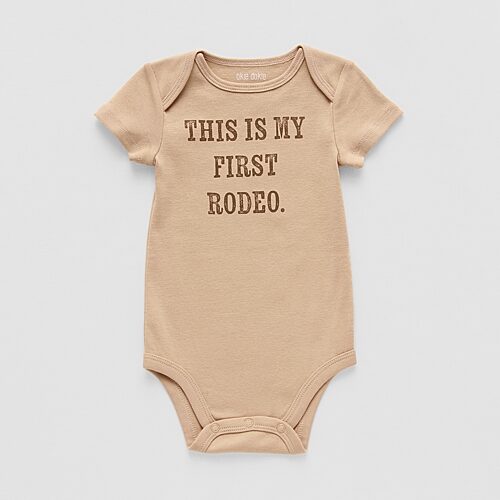Okie Dokie Baby Unisex Round Neck Short Sleeve Rib Bodysuit In Brown